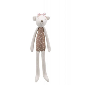 Linen Brown Dotty Girl Bear Soft Toy