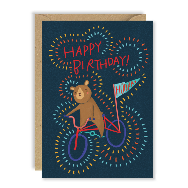 Birthday Bear On Bike Card