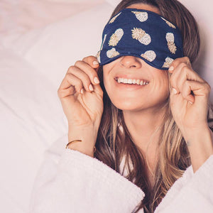 Pineapple Navy Embroidered Eye Mask