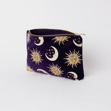 Load image into Gallery viewer, Suns And Moons Indigo Velvet Everyday Pouch