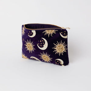 Suns And Moons Indigo Velvet Everyday Pouch