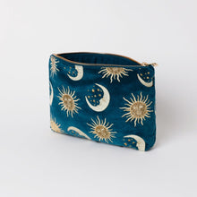 Load image into Gallery viewer, Suns And Moons Teal Velvet Everyday Pouch