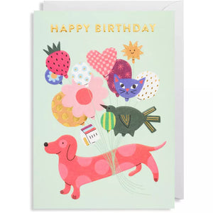 Happy Birthday Dog Balloons Card