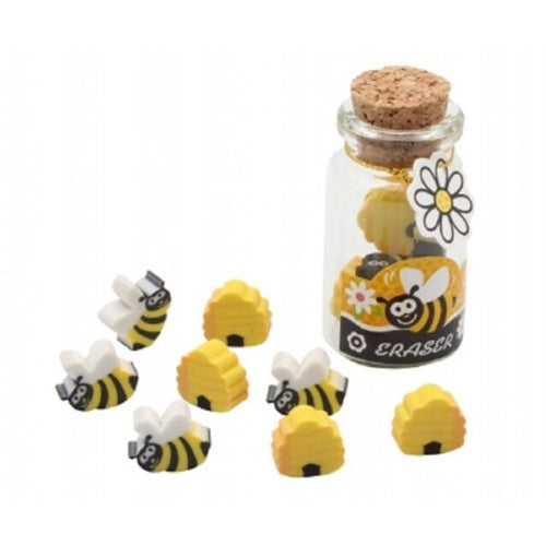 Jar of Mini Honey Bee Erasers