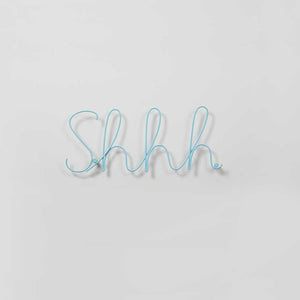 Shhh Pale Blue Wire Wall Art Letters