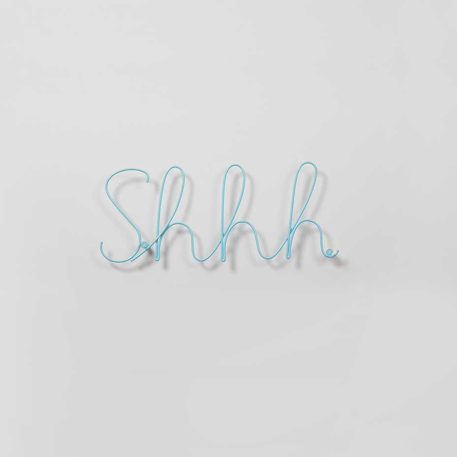 Shhh Pale Blue Wire Wall Art Letters