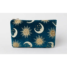 Load image into Gallery viewer, Suns And Moons Teal Velvet Everyday Pouch