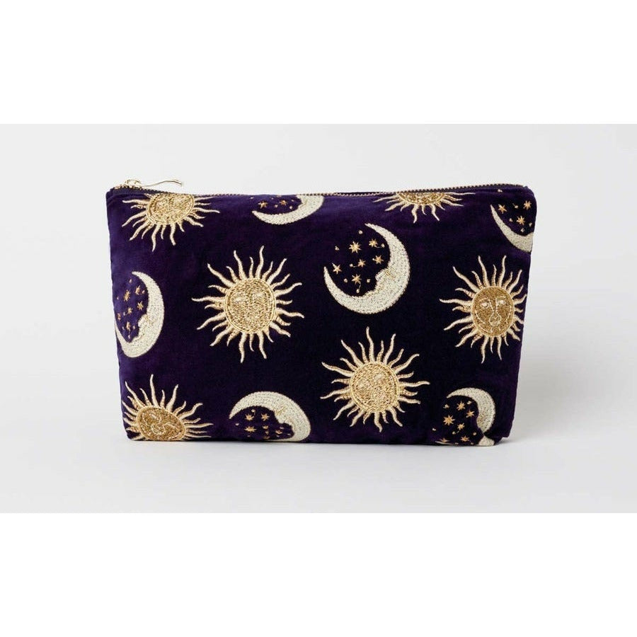 Suns And Moons Indigo Velvet Everyday Pouch