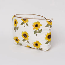 Load image into Gallery viewer, Sunflower White Embroidered Everyday Pouch