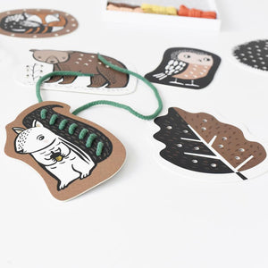 Woodland Animals Lacing Cards